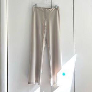 White House Black Market Light Cream Suede Tie Pants Size 4